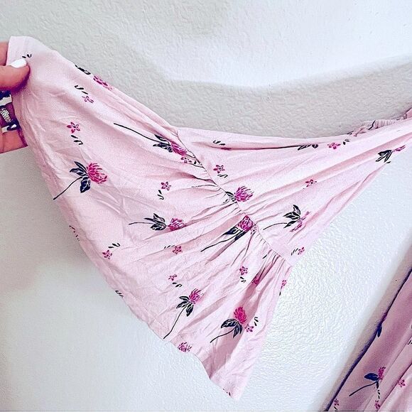 Free People Lana cloudberry, pink floral Rusching Off Shoulder Tunic NWOT large - Picture 6 of 15